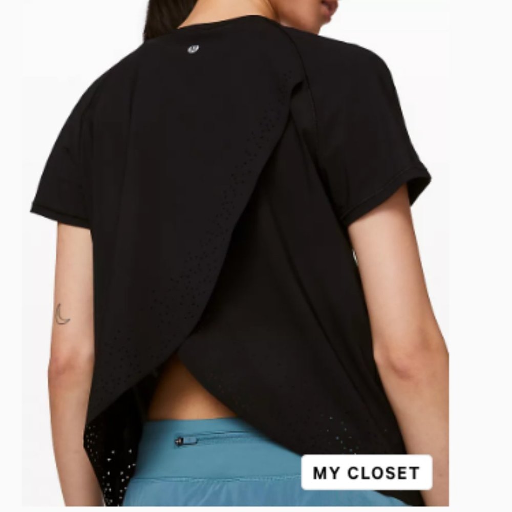 Lululemon Quick Pace Short Sleeve Black size 6